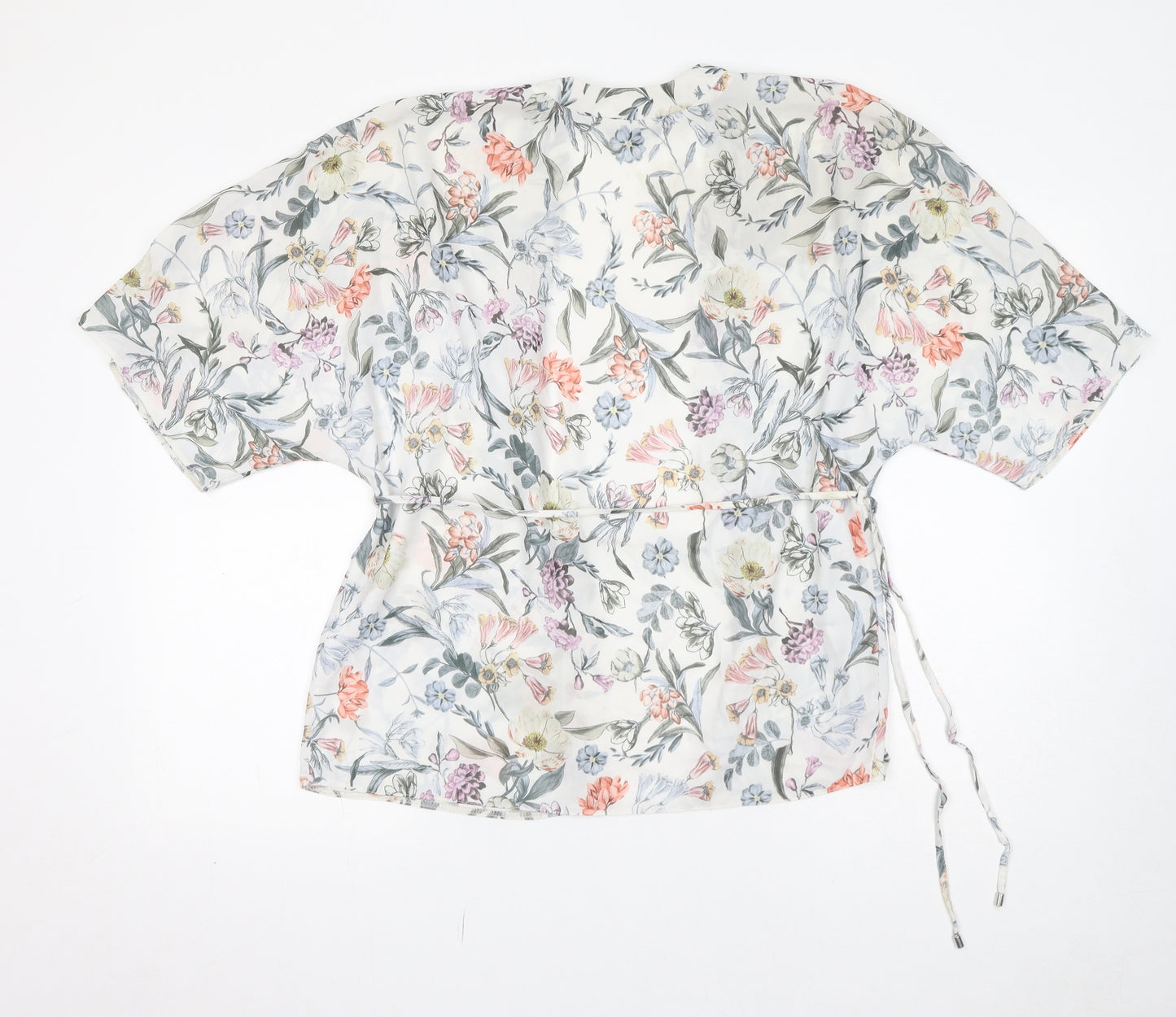 New Look Womens Multicoloured Floral Polyester Kimono Blouse Size 8 V-Neck