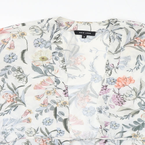 New Look Womens Multicoloured Floral Polyester Kimono Blouse Size 8 V-Neck