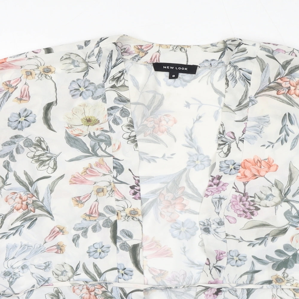 New Look Womens Multicoloured Floral Polyester Kimono Blouse Size 8 V-Neck