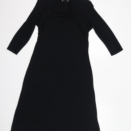 Marks and Spencer Womens Black Viscose A-Line Size 12 Square Neck Pullover