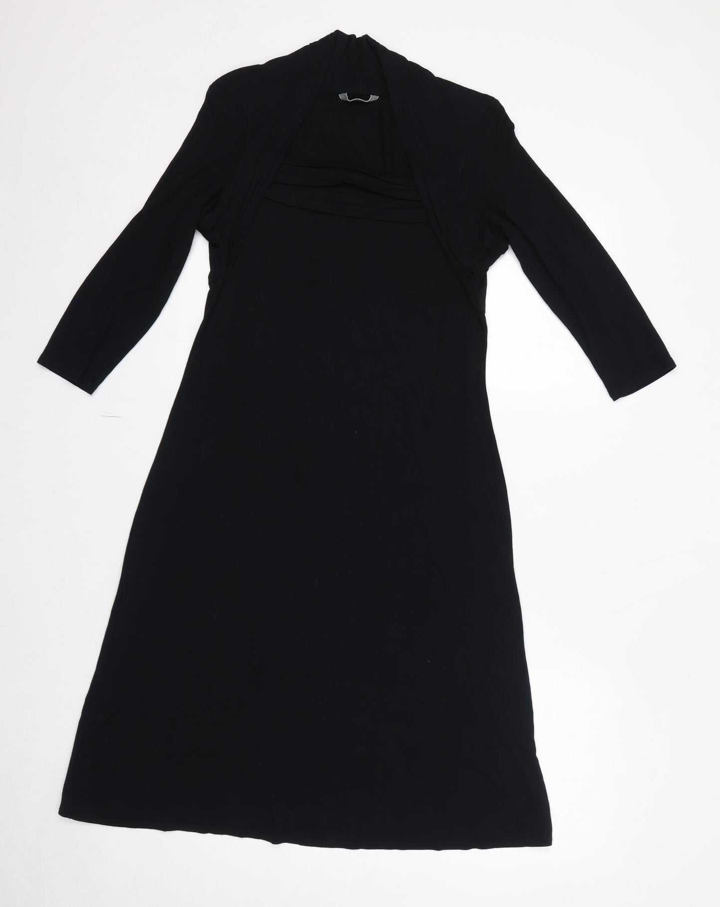 Marks and Spencer Womens Black Viscose A-Line Size 12 Square Neck Pullover