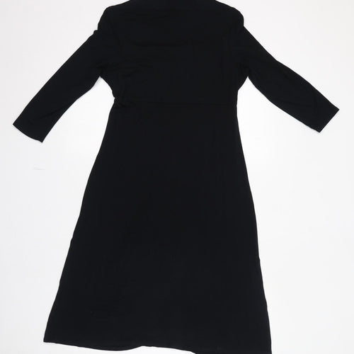 Marks and Spencer Womens Black Viscose A-Line Size 12 Square Neck Pullover