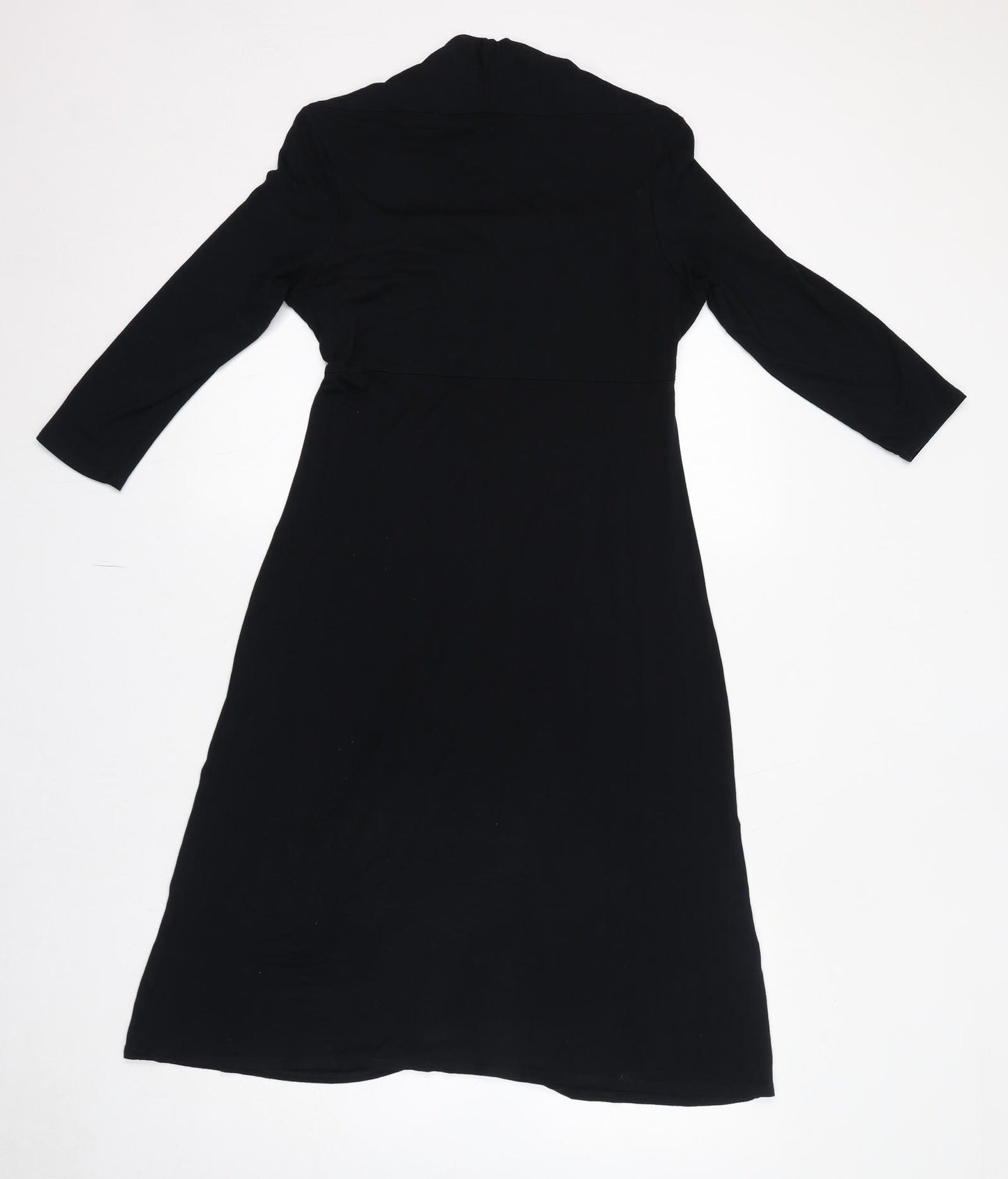 Marks and Spencer Womens Black Viscose A-Line Size 12 Square Neck Pullover