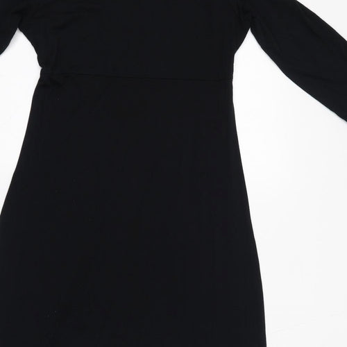 Marks and Spencer Womens Black Viscose A-Line Size 12 Square Neck Pullover