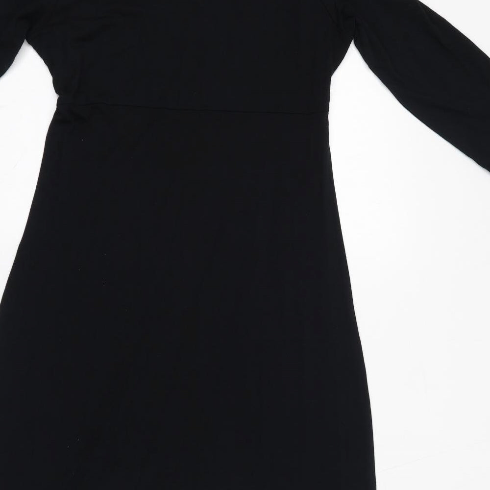 Marks and Spencer Womens Black Viscose A-Line Size 12 Square Neck Pullover