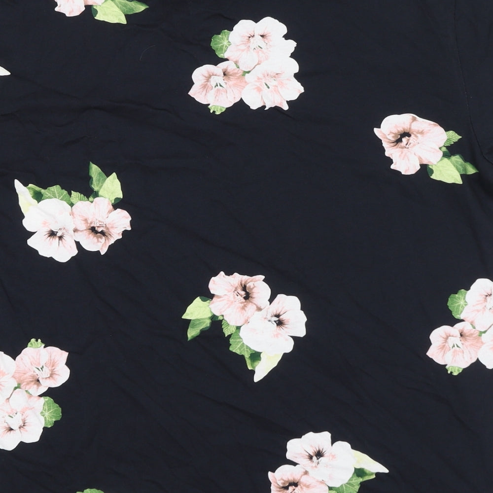 NEXT Womens Blue Floral 100% Cotton Basic Polo Size XL Collared