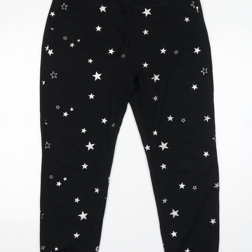 UGG Australia Womens Black Geometric Cotton Jogger Trousers Size M L25 in Regular Drawstring - Silver Star Print