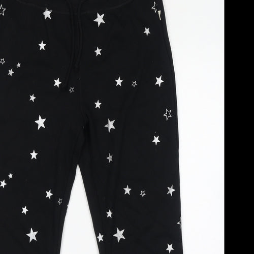 UGG Australia Womens Black Geometric Cotton Jogger Trousers Size M L25 in Regular Drawstring - Silver Star Print