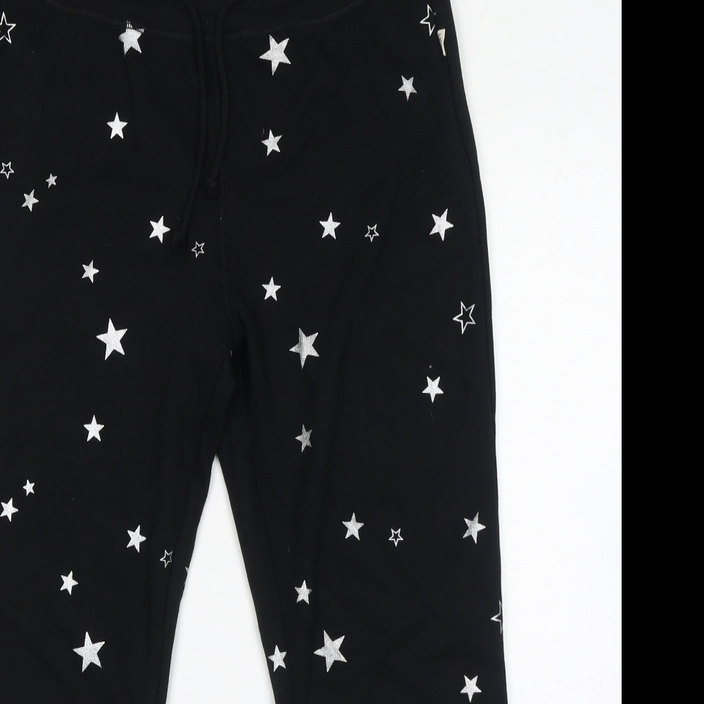UGG Australia Womens Black Geometric Cotton Jogger Trousers Size M L25 in Regular Drawstring - Silver Star Print