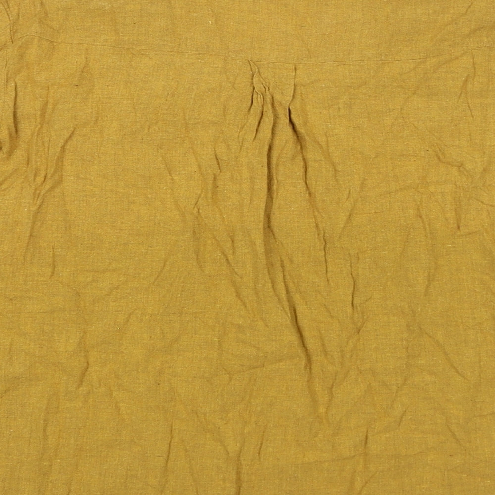 New Look Womens Yellow Cotton Basic Blouse Size 10 Collared