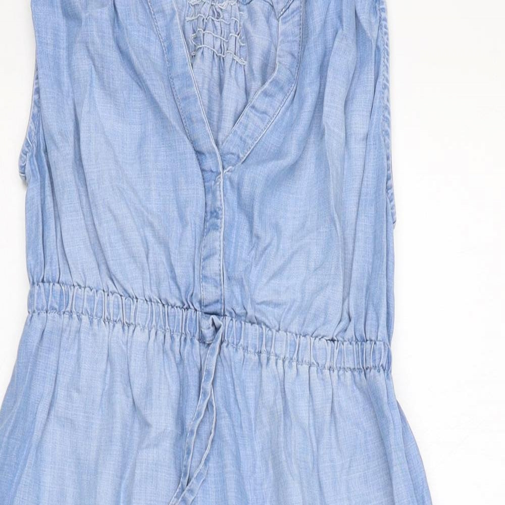 H&M Womens Blue Lyocell A-Line Size S V-Neck Pullover