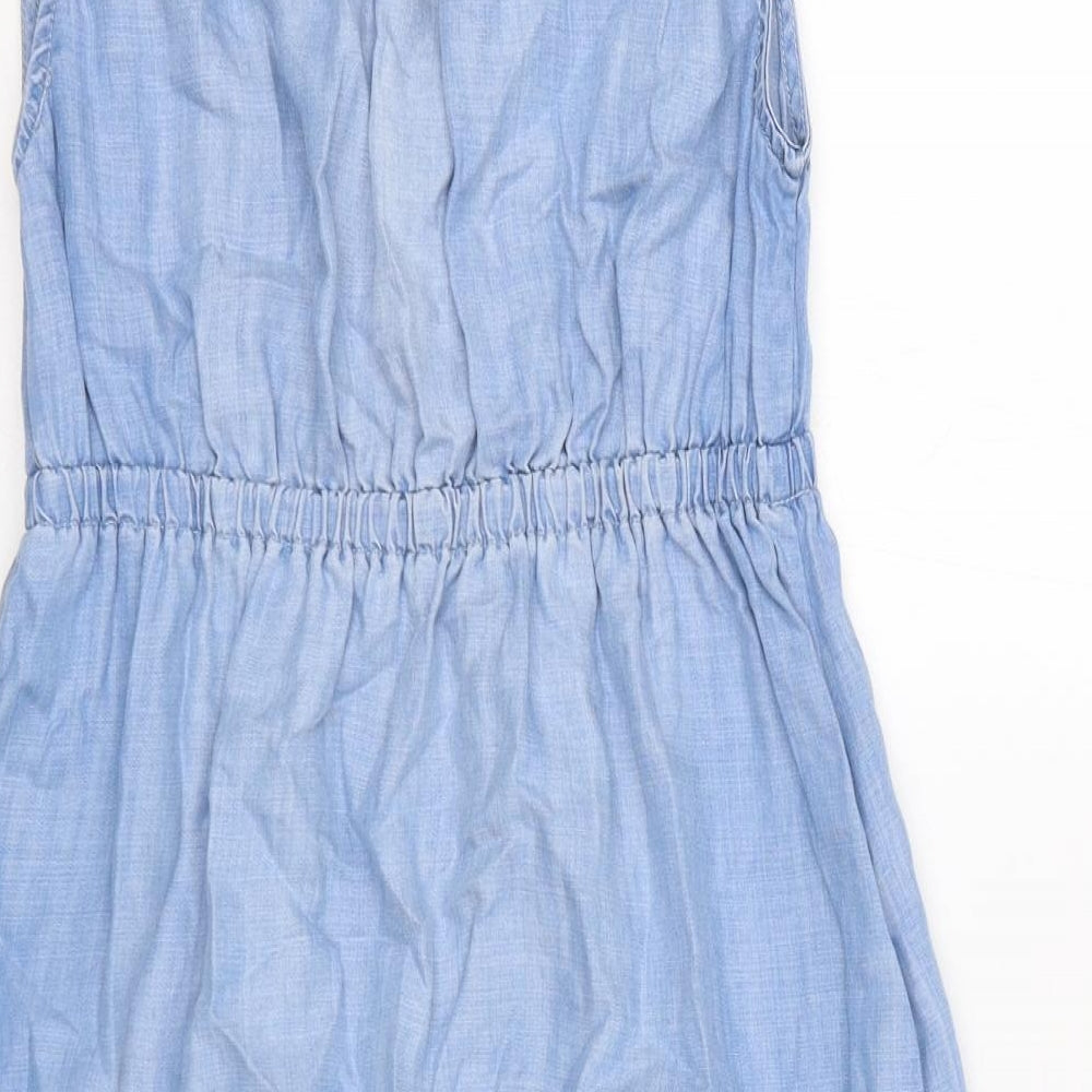 H&M Womens Blue Lyocell A-Line Size S V-Neck Pullover