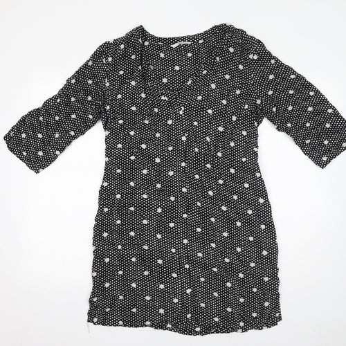 Only Womens Black Polka Dot Viscose A-Line Size 10 V-Neck Pullover