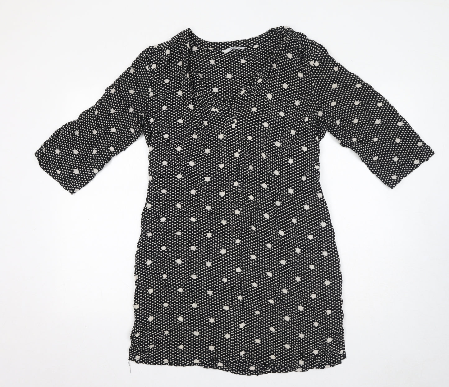 Only Womens Black Polka Dot Viscose A-Line Size 10 V-Neck Pullover
