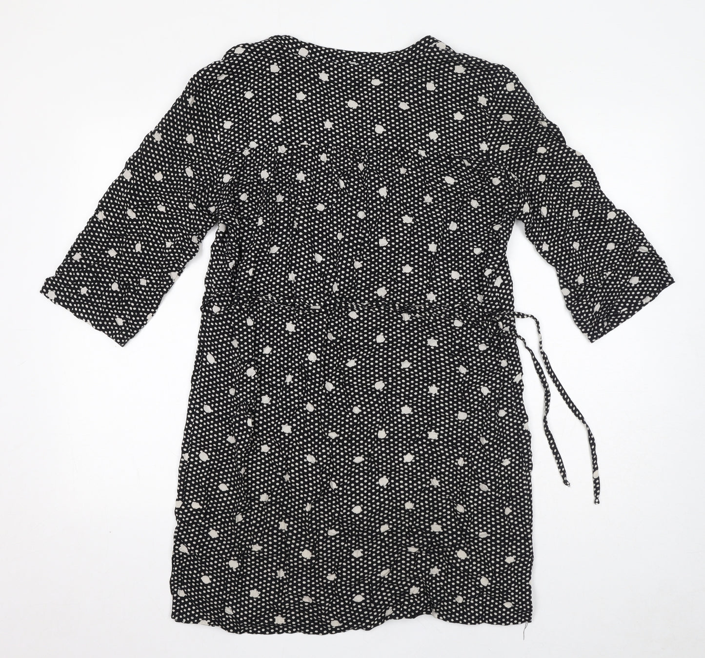 Only Womens Black Polka Dot Viscose A-Line Size 10 V-Neck Pullover
