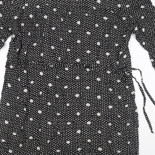 Only Womens Black Polka Dot Viscose A-Line Size 10 V-Neck Pullover