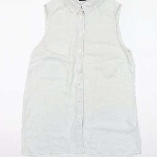 New Look Womens White Polyester Basic Button-Up Size 8 Collared