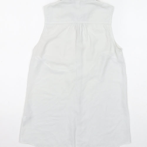 New Look Womens White Polyester Basic Button-Up Size 8 Collared