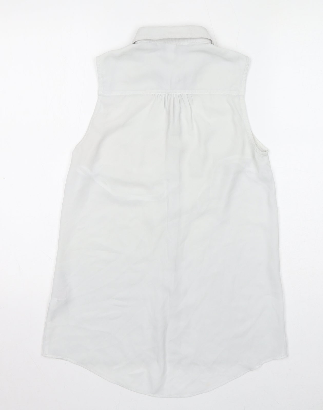 New Look Womens White Polyester Basic Button-Up Size 8 Collared