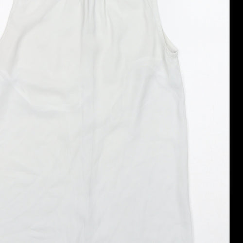 New Look Womens White Polyester Basic Button-Up Size 8 Collared