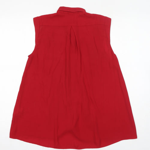 Dorothy Perkins Womens Red Polyester Basic Button-Up Size 12 Collared