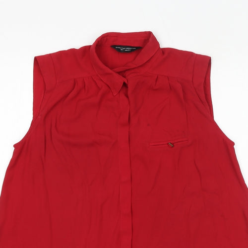 Dorothy Perkins Womens Red Polyester Basic Button-Up Size 12 Collared