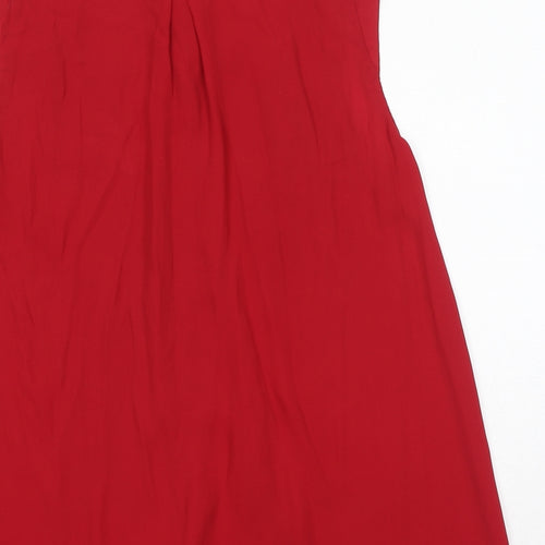 Dorothy Perkins Womens Red Polyester Basic Button-Up Size 12 Collared