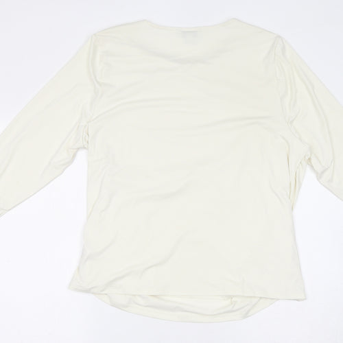 Marks and Spencer Womens Ivory Polyester Basic Blouse Size 22 Round Neck