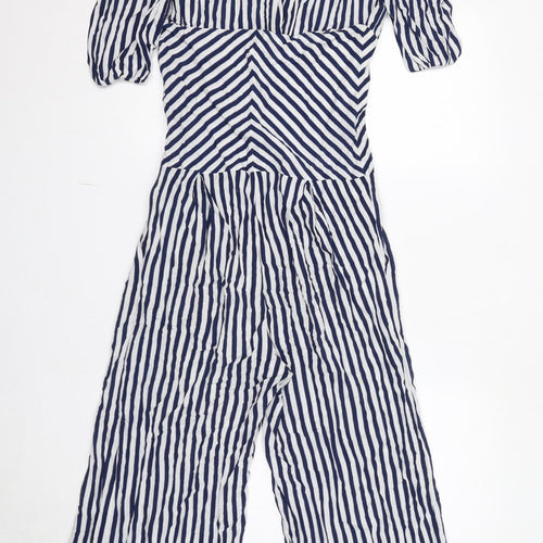 Collectif Womens Blue Striped 100% Cotton Jumpsuit One-Piece Size 10 L27 in Zip