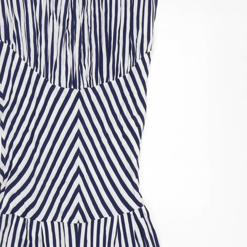 Collectif Womens Blue Striped 100% Cotton Jumpsuit One-Piece Size 10 L27 in Zip