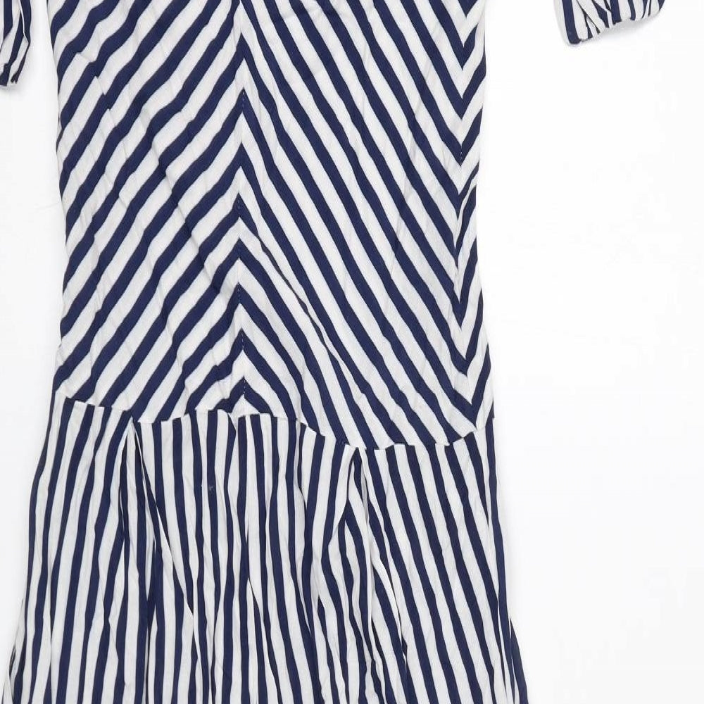 Collectif Womens Blue Striped 100% Cotton Jumpsuit One-Piece Size 10 L27 in Zip