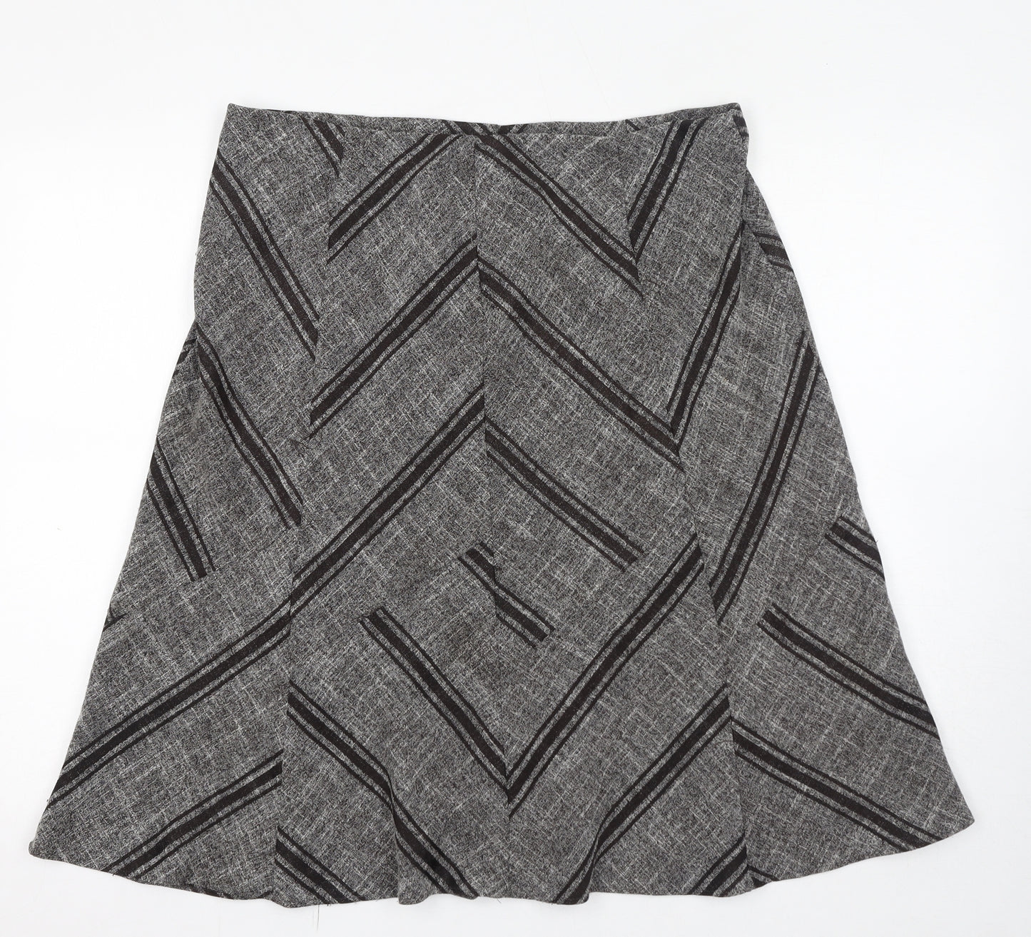 Marks and Spencer Womens Grey Striped Polyester Swing Skirt Size 16