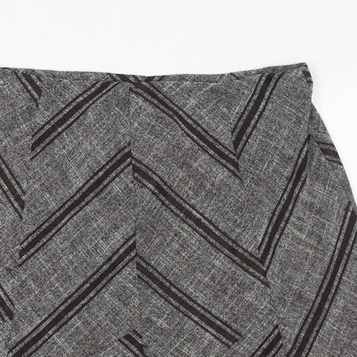 Marks and Spencer Womens Grey Striped Polyester Swing Skirt Size 16