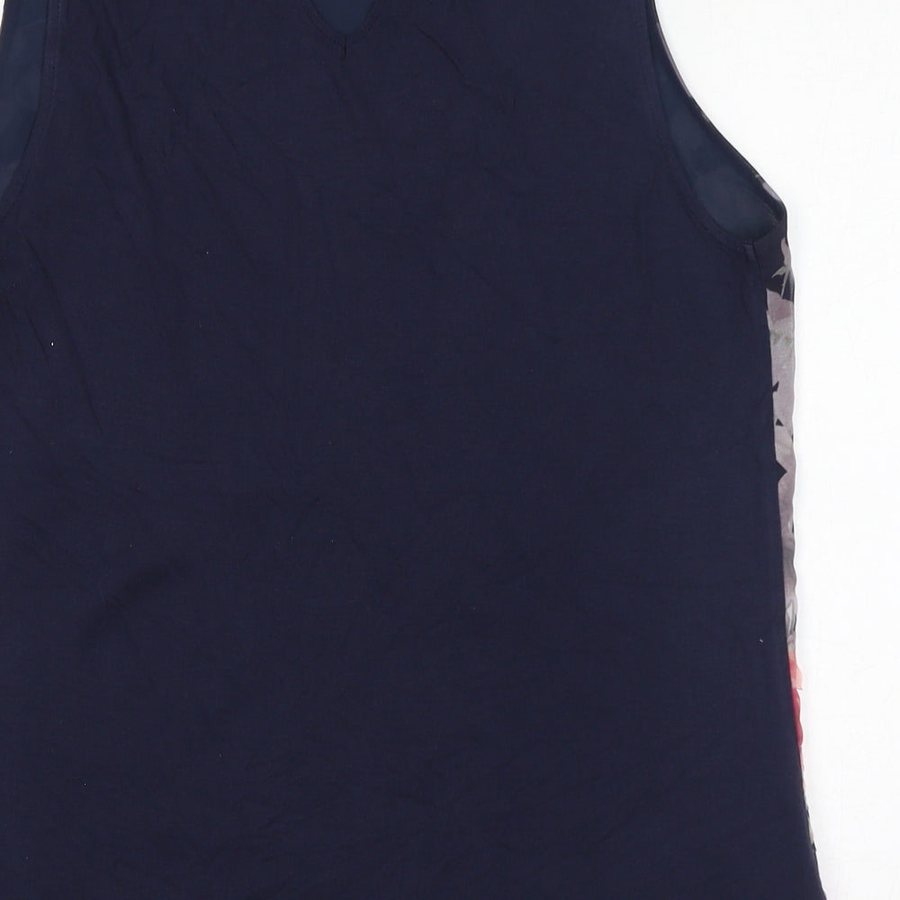 NEXT Womens Blue Floral Polyester Basic Tank Size 12 Round Neck