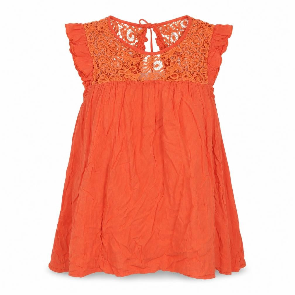 Front view of Dorothy Perkins women’s orange cotton basic tank, size UK 8, round neck