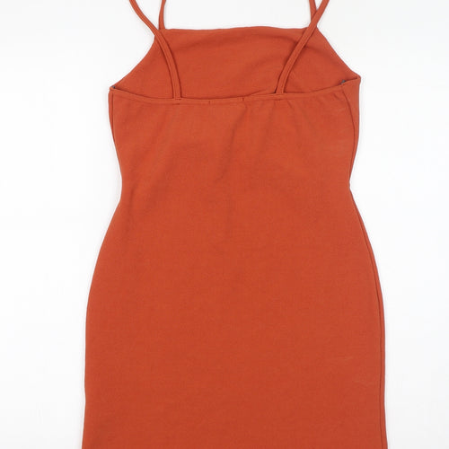 Missguided Womens Orange Polyester Basic Tank Size 12 Square Neck