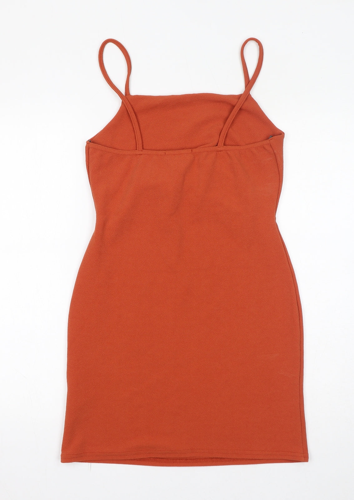 Missguided Womens Orange Polyester Basic Tank Size 12 Square Neck