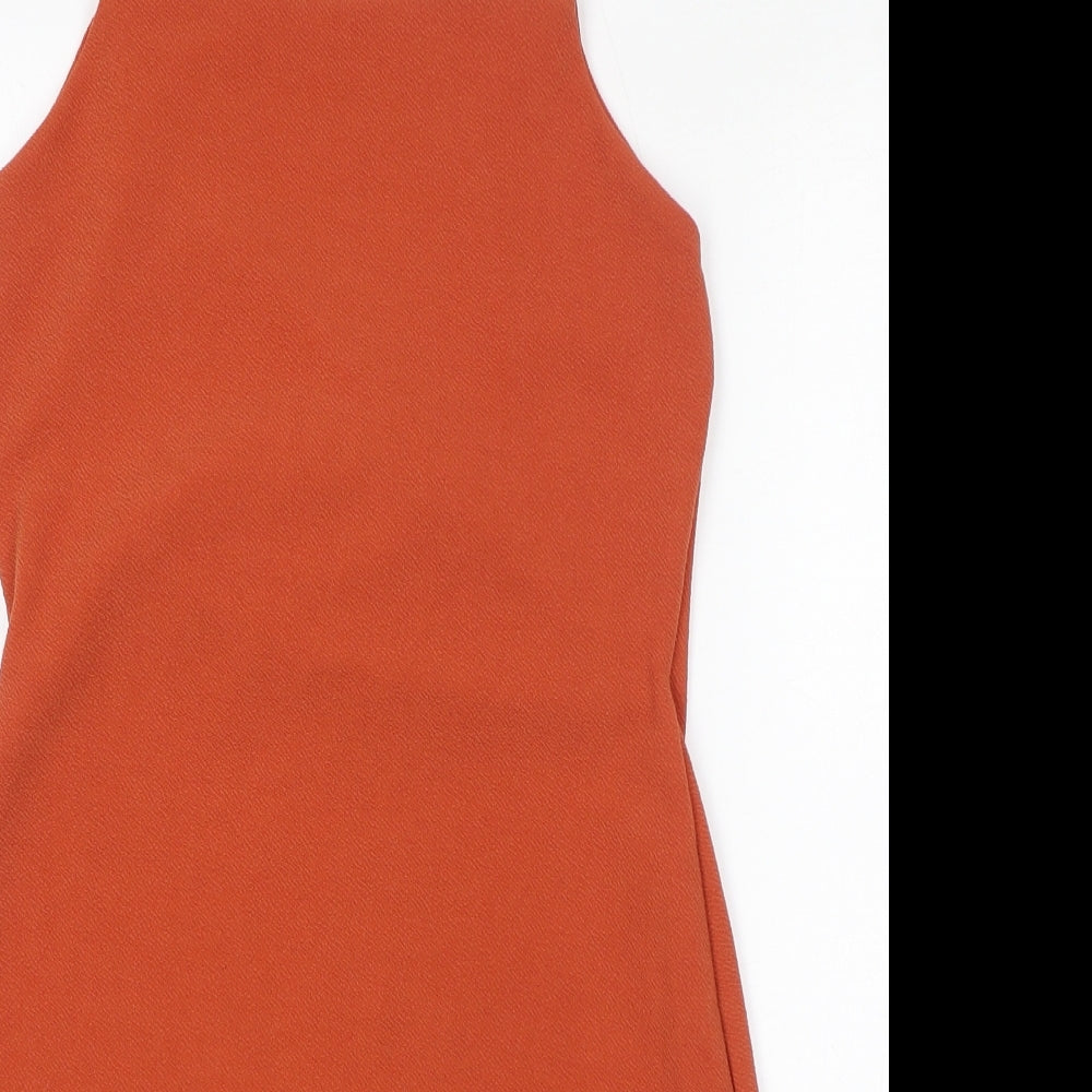 Missguided Womens Orange Polyester Basic Tank Size 12 Square Neck