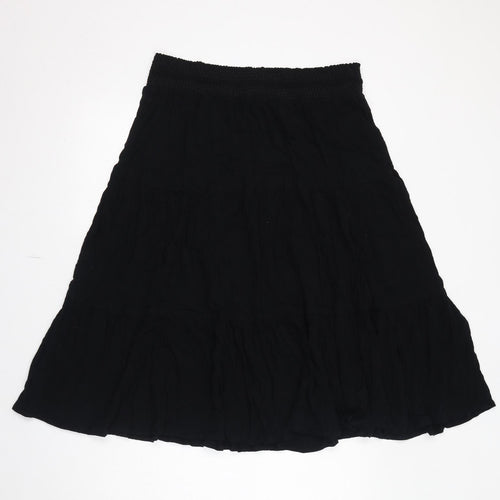 Marks and Spencer Womens Black Viscose Peasant Skirt Size 16 Drawstring