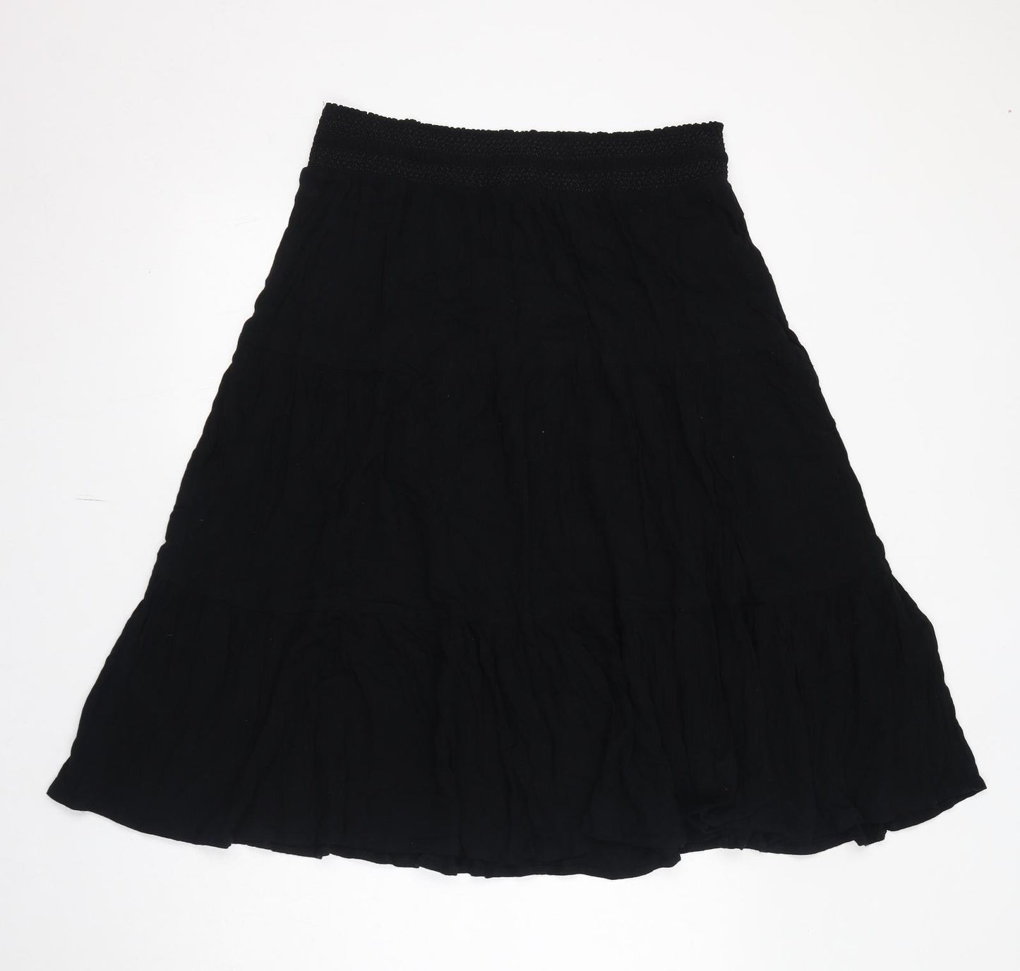 Marks and Spencer Womens Black Viscose Peasant Skirt Size 16 Drawstring