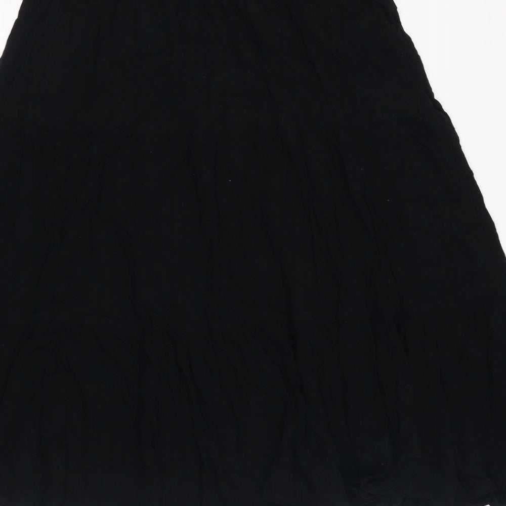 Marks and Spencer Womens Black Viscose Peasant Skirt Size 16 Drawstring