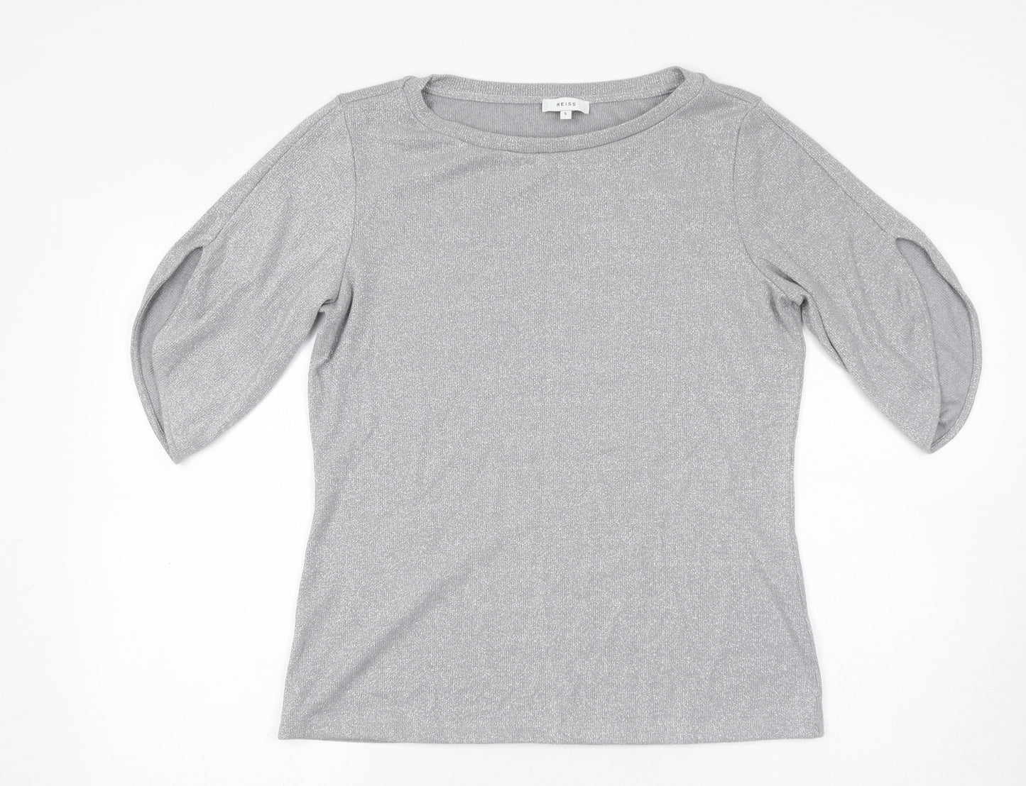 Reiss Womens Grey Viscose Basic T-Shirt Size S Round Neck