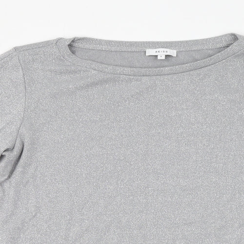 Reiss Womens Grey Viscose Basic T-Shirt Size S Round Neck