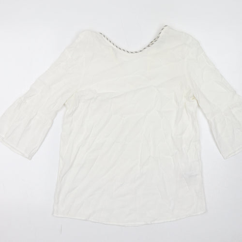 NEXT Womens White Viscose Basic Blouse Size 10 Round Neck