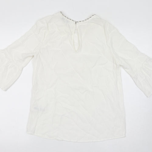 NEXT Womens White Viscose Basic Blouse Size 10 Round Neck