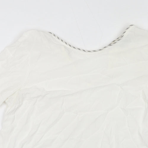 NEXT Womens White Viscose Basic Blouse Size 10 Round Neck