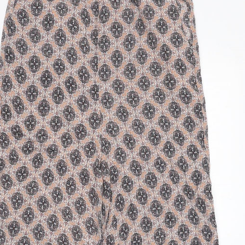 H&M Womens Beige Geometric Viscose Trousers Size 4 L27 in Regular