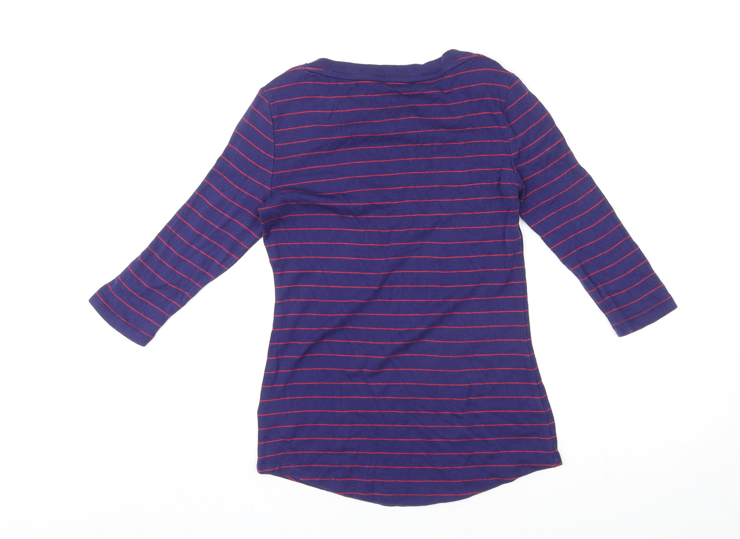 Arabella & Addison Womens Blue Striped Cotton Basic T-Shirt Size 10 Round Neck