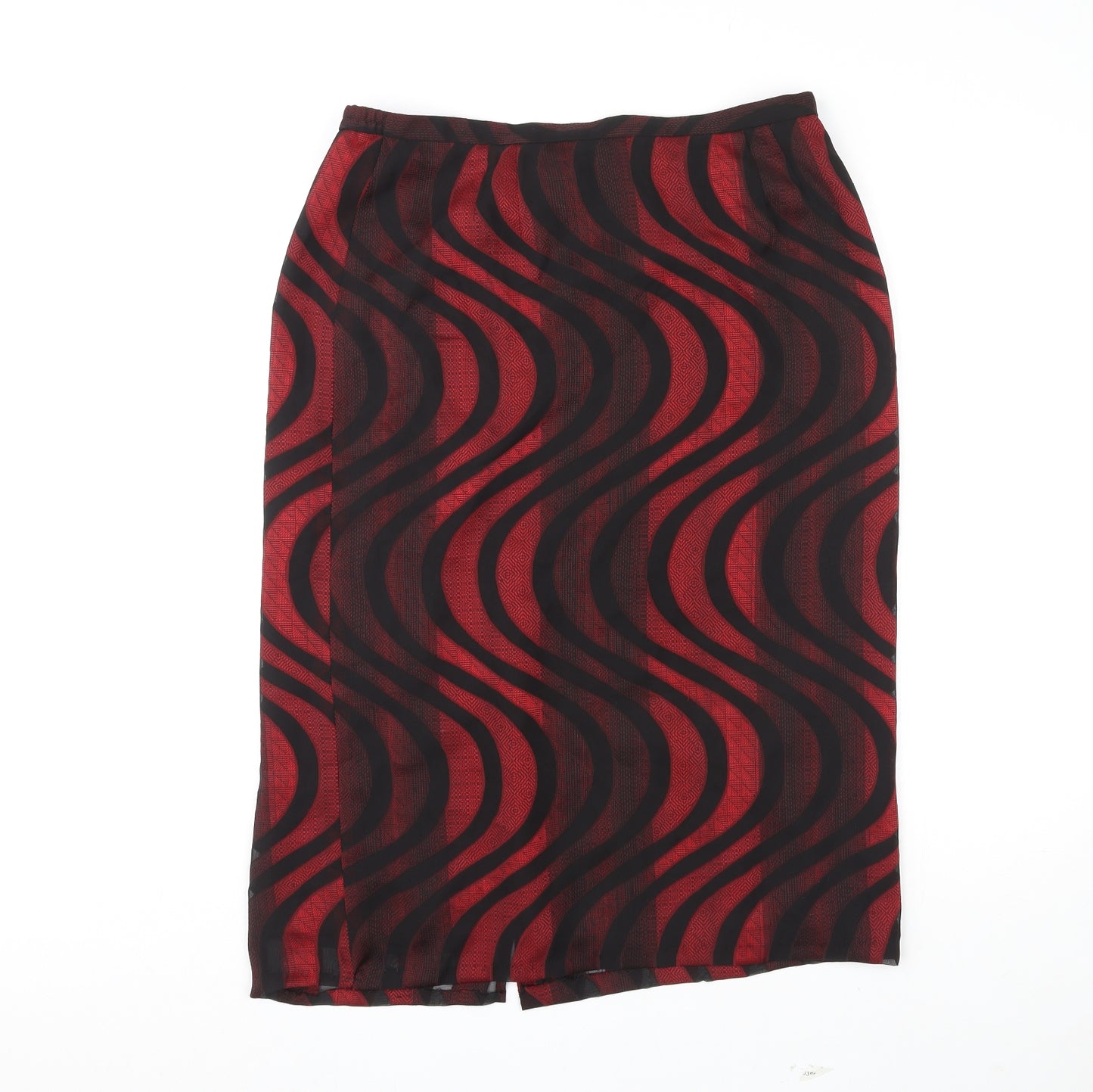 Whimsy Womens Red Geometric Polyester Straight & Pencil Skirt Size 14 Zip