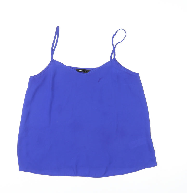 New Look Womens Blue Polyester Basic Tank Size 10 V-Neck